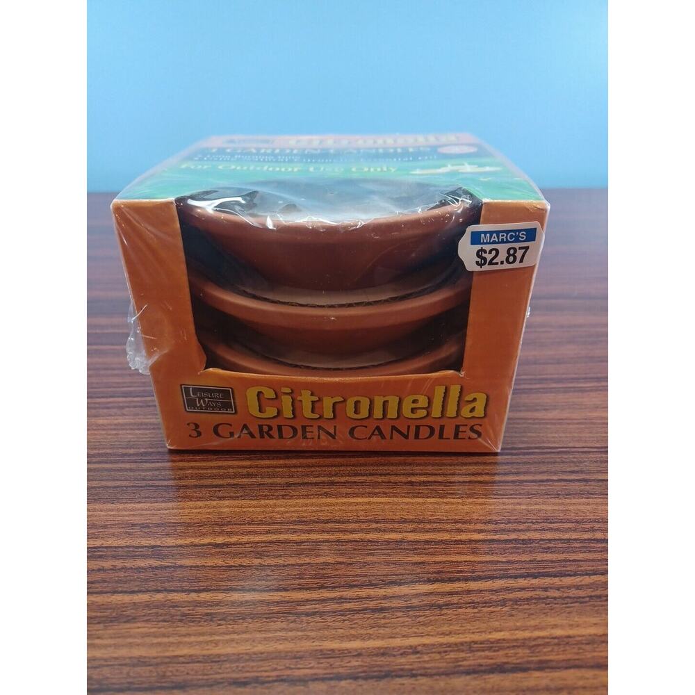 Citronella Garden Candles 3Pk Long Burning Natural Essential Oil Summer Outside